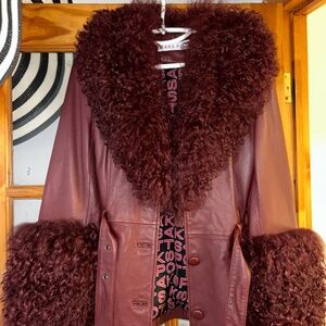 Saks Potts Maroon fur jacket!